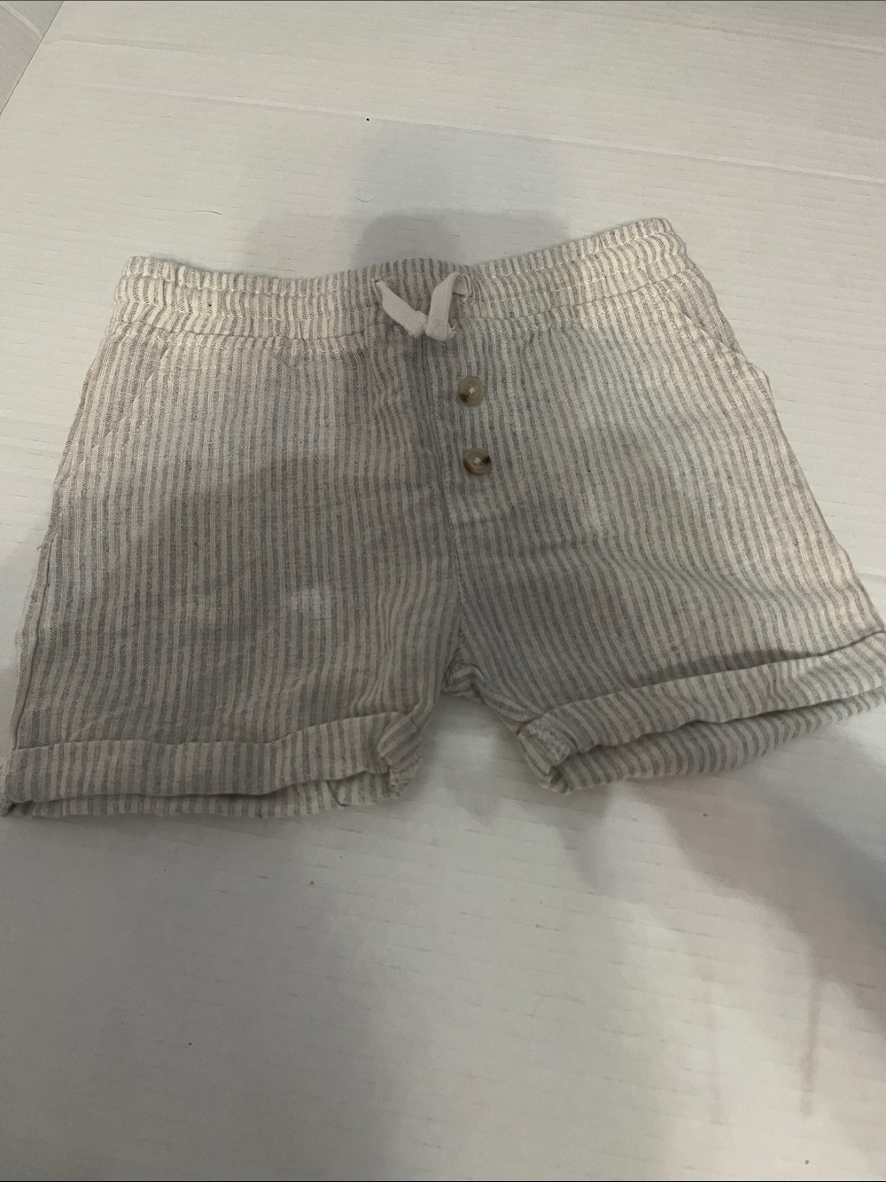 First Wave Beige and White Striped Infant Shorts